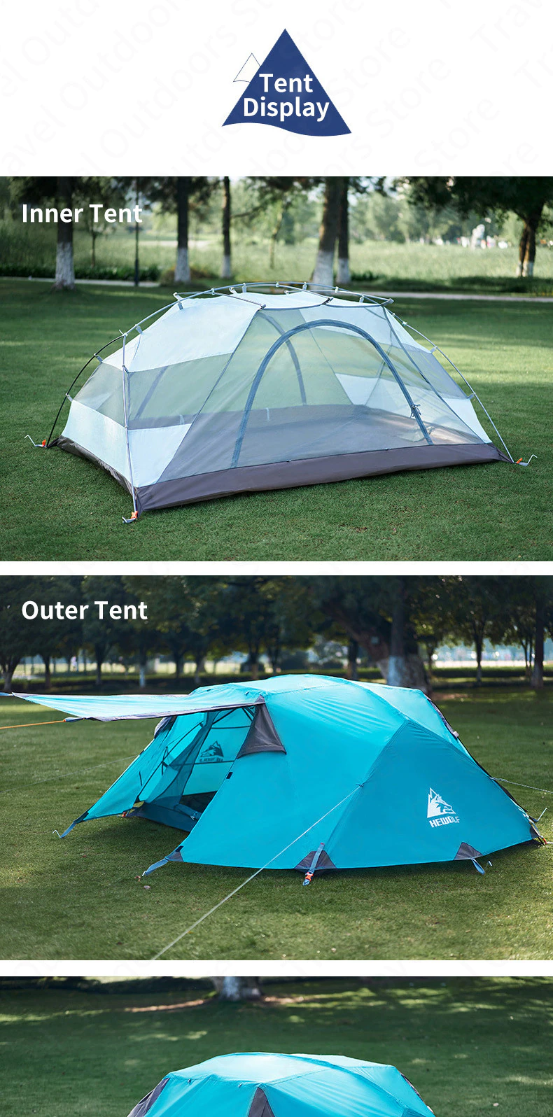 Cheap Goat Tents Hewolf Outdoor Winter Camping Tent 2 Persons Double Layer Waterproof Aluminum Alloy Tent Pole Breathable Double Doors Tent