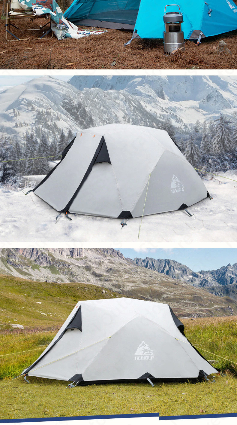 Cheap Goat Tents Hewolf Outdoor Winter Camping Tent 2 Persons Double Layer Waterproof Aluminum Alloy Tent Pole Breathable Double Doors Tent