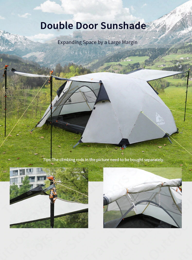 Cheap Goat Tents Hewolf Outdoor Winter Camping Tent 2 Persons Double Layer Waterproof Aluminum Alloy Tent Pole Breathable Double Doors Tent