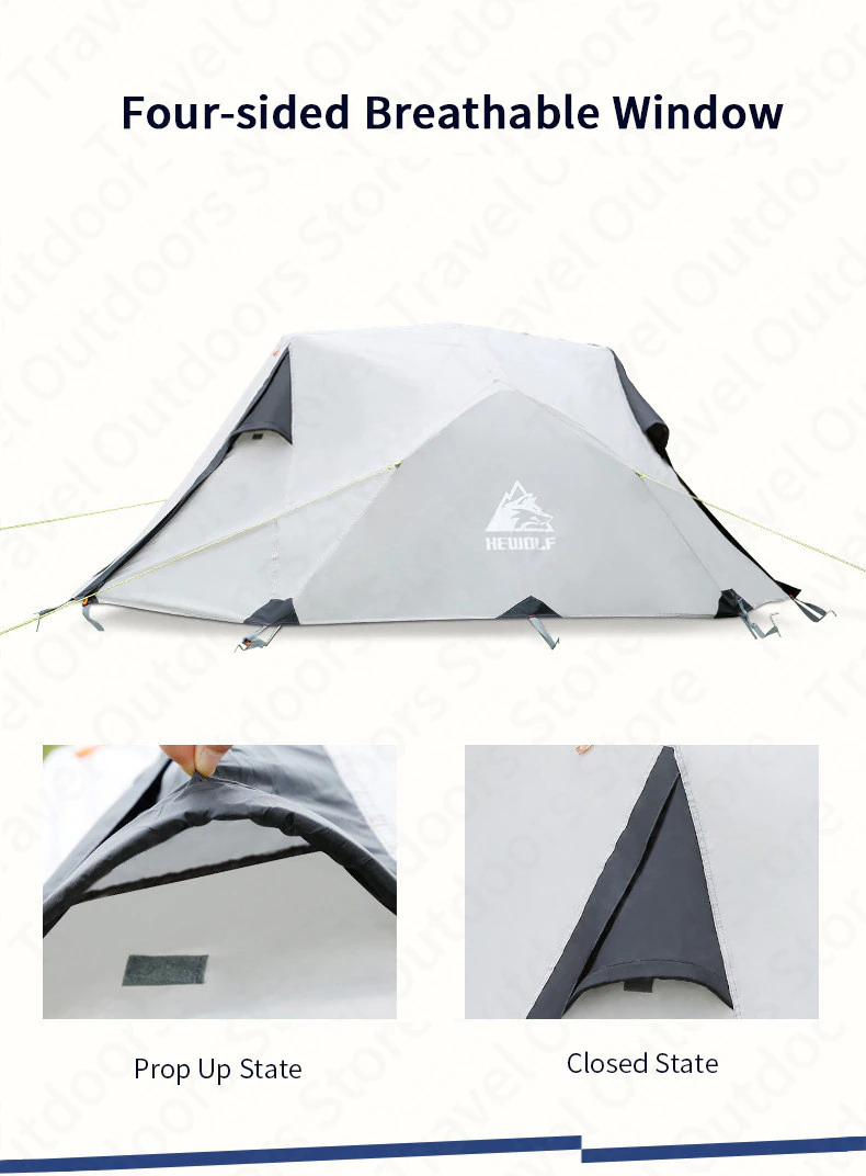 Cheap Goat Tents Hewolf Outdoor Winter Camping Tent 2 Persons Double Layer Waterproof Aluminum Alloy Tent Pole Breathable Double Doors Tent