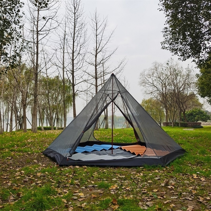 Cheap Goat Tents Hexagonal Pyramid Tent Outdoor Camping Tent Ultralight Double Layer Waterproof Teepee 4 Season Hiking Backpacking Tent Tipi Tent