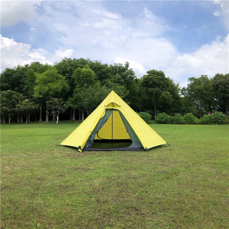 Cheap Goat Tents Hexagonal Pyramid Tent Outdoor Camping Tent Ultralight Double Layer Waterproof Teepee 4 Season Hiking Backpacking Tent Tipi Tent