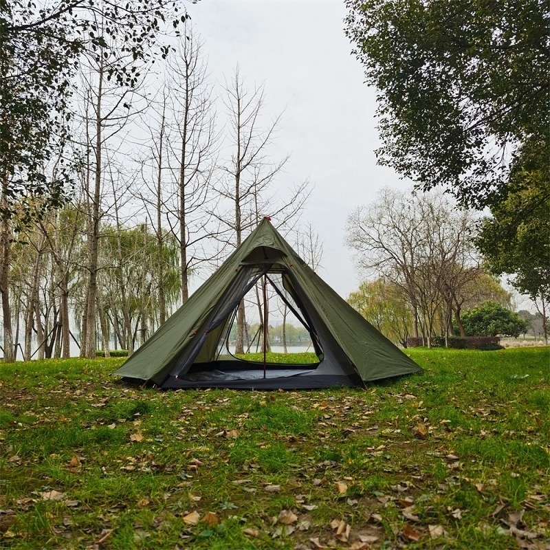 Cheap Goat Tents Hexagonal Pyramid Tent Outdoor Camping Tent Ultralight Double Layer Waterproof Teepee 4 Season Hiking Backpacking Tent Tipi Tent