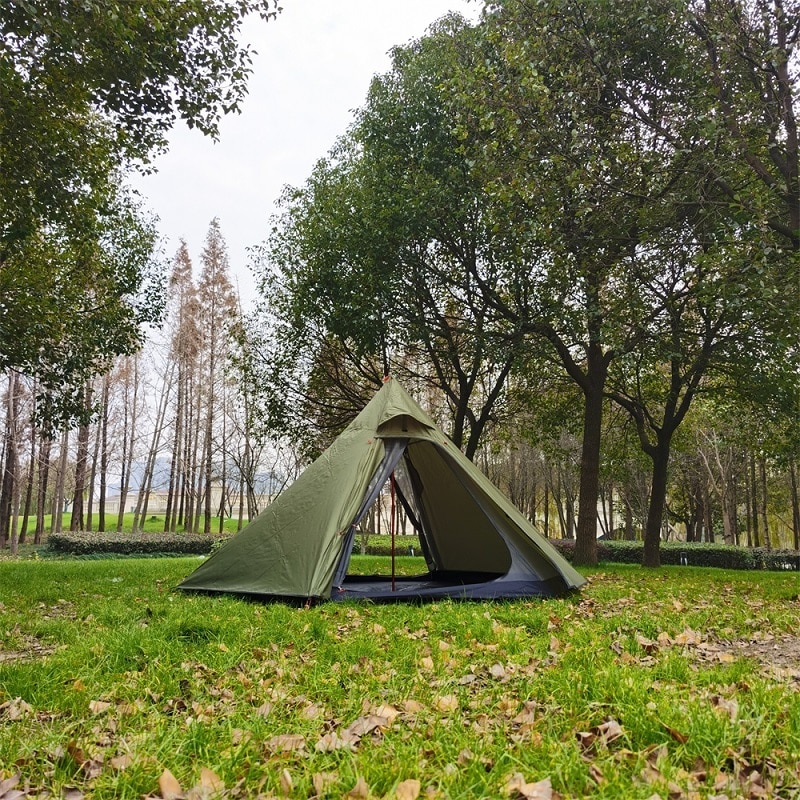 Cheap Goat Tents Hexagonal Pyramid Tent Outdoor Camping Tent Ultralight Double Layer Waterproof Teepee 4 Season Hiking Backpacking Tent Tipi Tent