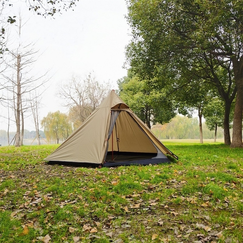 Cheap Goat Tents Hexagonal Pyramid Tent Outdoor Camping Tent Ultralight Double Layer Waterproof Teepee 4 Season Hiking Backpacking Tent Tipi Tent
