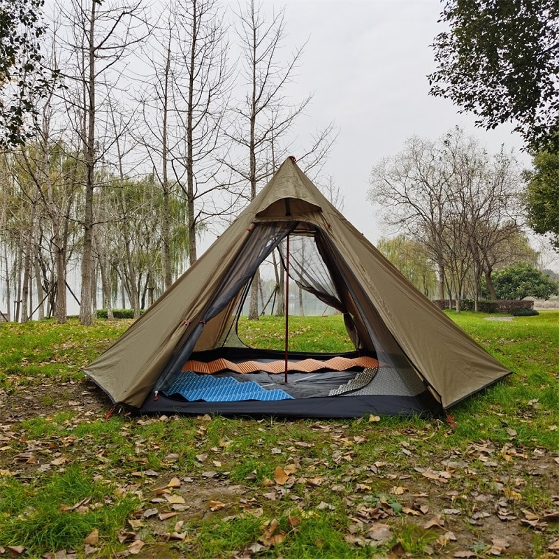Cheap Goat Tents Hexagonal Pyramid Tent Outdoor Camping Tent Ultralight Double Layer Waterproof Teepee 4 Season Hiking Backpacking Tent Tipi Tent