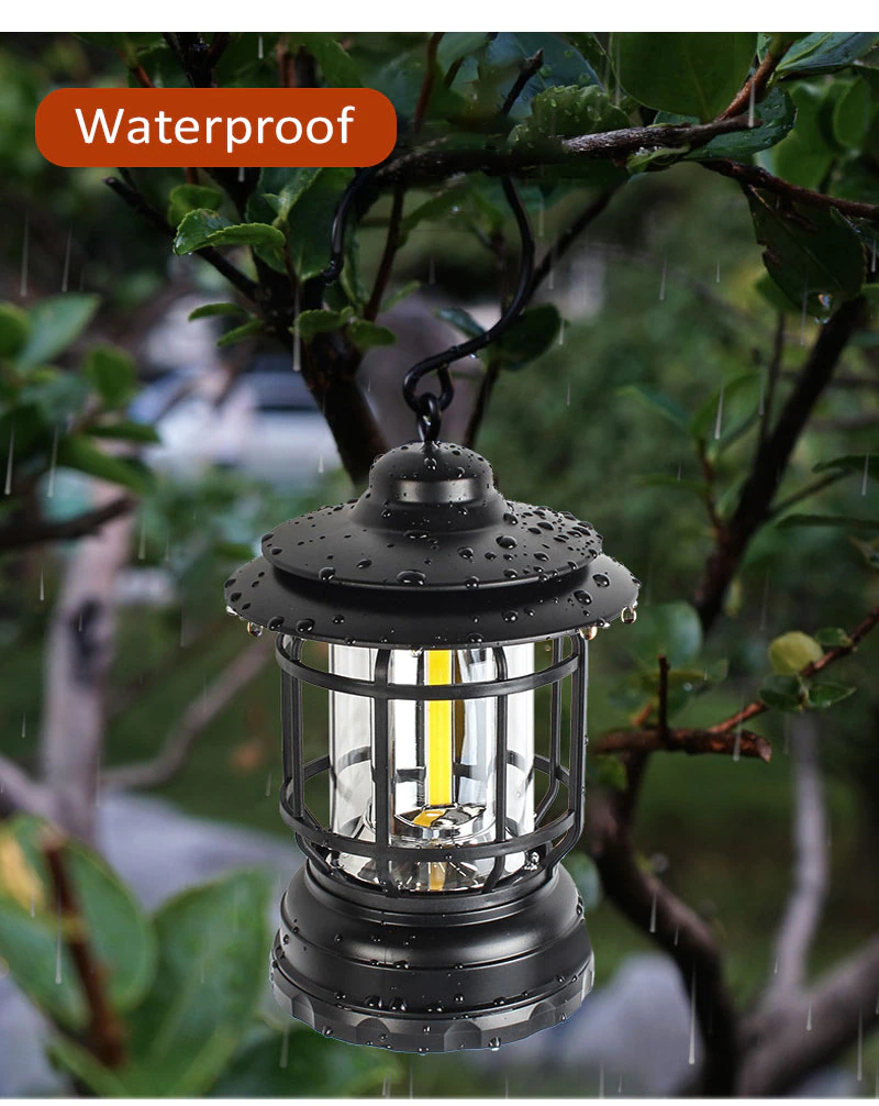 Cheap Goat Tents High Brightness Outdoor Camping Tent Light Cob Usb Rechargeable Portable Lamp Aa Battery Retro Iron Hanging Lantern Decor Garden
