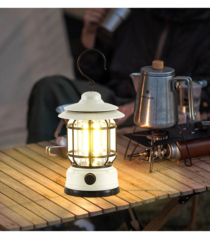 Cheap Goat Tents High Brightness Outdoor Camping Tent Light Cob Usb Rechargeable Portable Lamp Aa Battery Retro Iron Hanging Lantern Decor Garden
