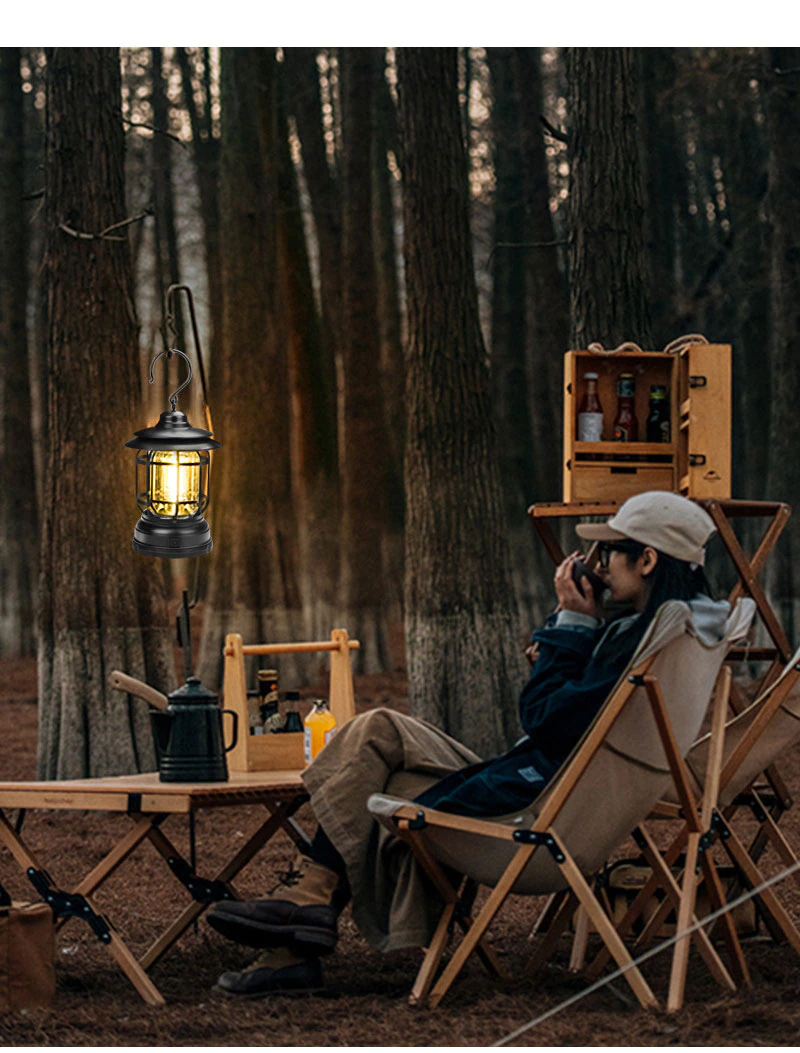 Cheap Goat Tents High Brightness Outdoor Camping Tent Light Cob Usb Rechargeable Portable Lamp Aa Battery Retro Iron Hanging Lantern Decor Garden
