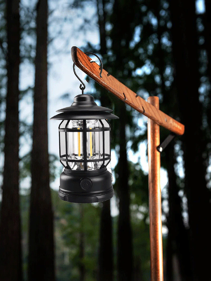 Cheap Goat Tents High Brightness Outdoor Camping Tent Light Cob Usb Rechargeable Portable Lamp Aa Battery Retro Iron Hanging Lantern Decor Garden