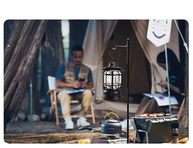 Cheap Goat Tents High Brightness Outdoor Camping Tent Light Cob Usb Rechargeable Portable Lamp Aa Battery Retro Iron Hanging Lantern Decor Garden