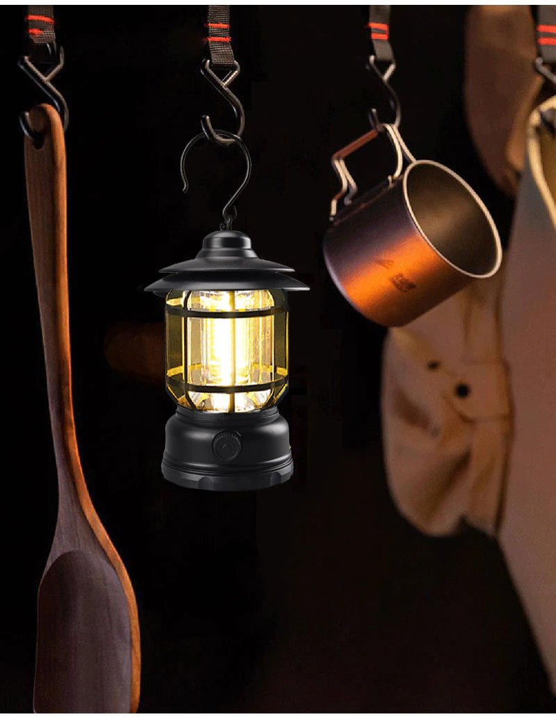 Cheap Goat Tents High Brightness Outdoor Camping Tent Light Cob Usb Rechargeable Portable Lamp Aa Battery Retro Iron Hanging Lantern Decor Garden