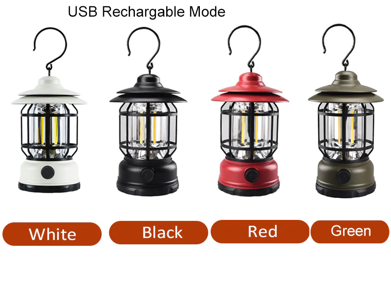Cheap Goat Tents High Brightness Outdoor Camping Tent Light Cob Usb Rechargeable Portable Lamp Aa Battery Retro Iron Hanging Lantern Decor Garden