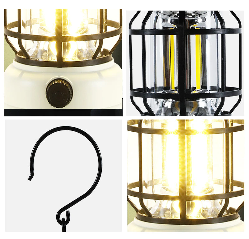 Cheap Goat Tents High Brightness Outdoor Camping Tent Light Cob Usb Rechargeable Portable Lamp Aa Battery Retro Iron Hanging Lantern Decor Garden