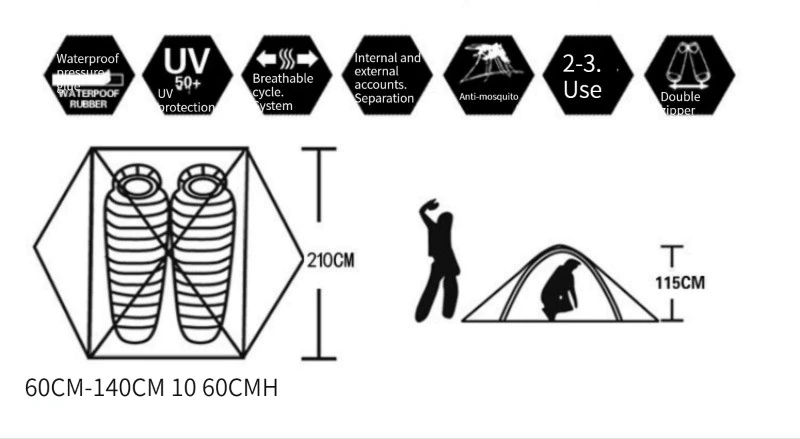 Cheap Goat Tents Hillman 2 Person Aluminum Pole Ultralight Double Layer Waterproof Windproof With Snow Skirt Camping Tent Barraca Beach Bivvy