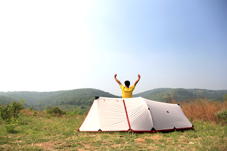 Cheap Goat Tents Himaget Tent 25d Nylon Tent Silicone Coating 2 Person Double Layers Aluminum Alloy Rod Camping Traveling Tent 4 Season