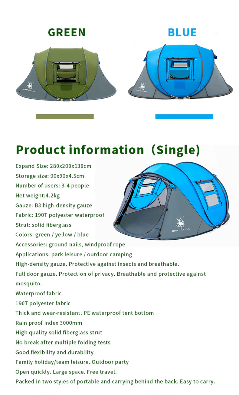 Cheap Goat Tents Hui Lingyang Throw Tent Outdoor Automatic Tents Throwing Pop Up Waterproof Camping Hiking Tent Waterproof Large Family Tents