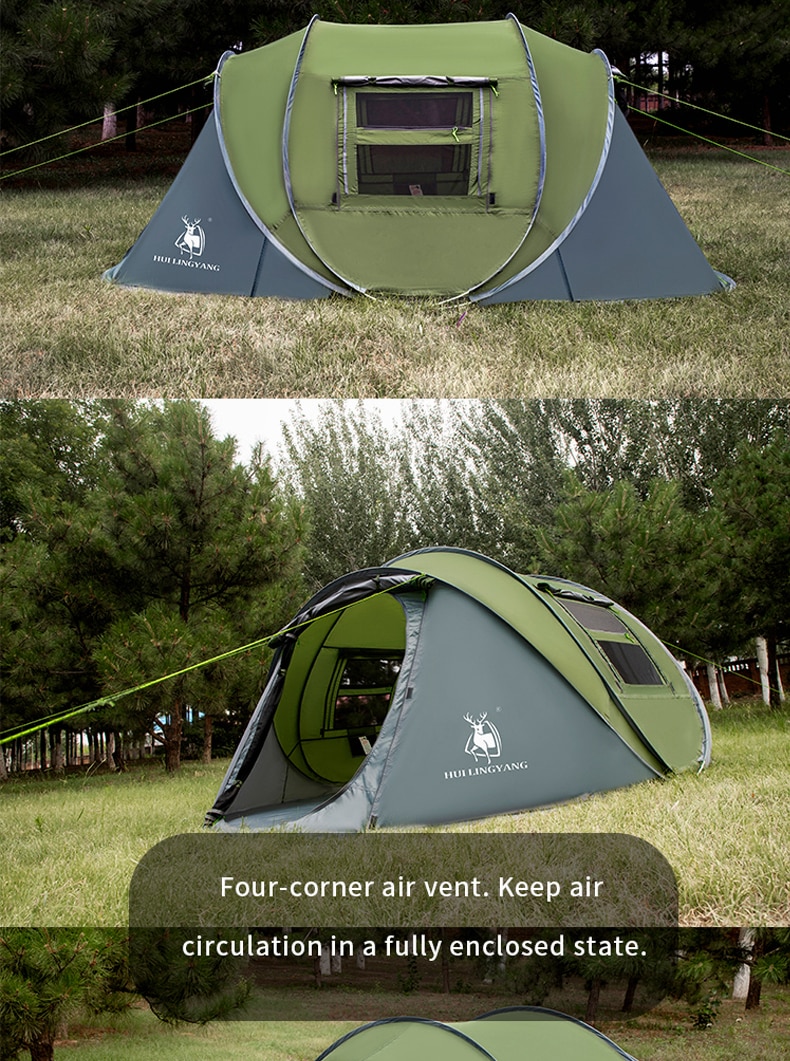 Cheap Goat Tents Hui Lingyang Throw Tent Outdoor Automatic Tents Throwing Pop Up Waterproof Camping Hiking Tent Waterproof Large Family Tents