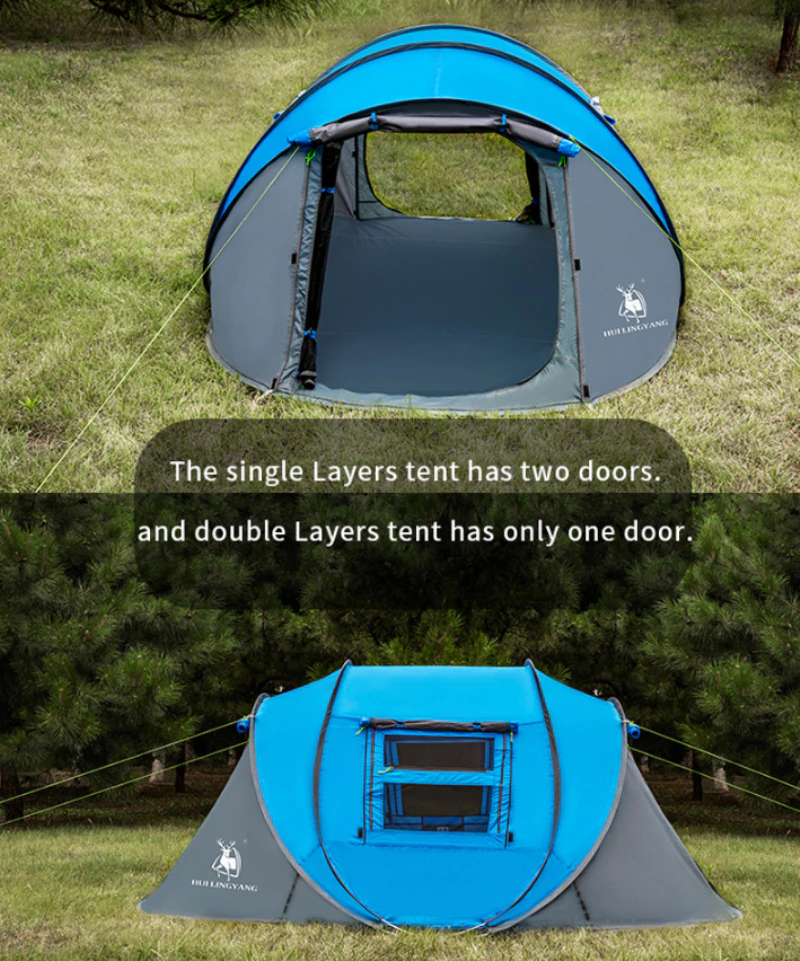Cheap Goat Tents Huilingyang Throw Tent Outdoor Automatic Tents Throwing Pop Up Waterproof Camping Hiking Tent Waterproof Large Family Tents