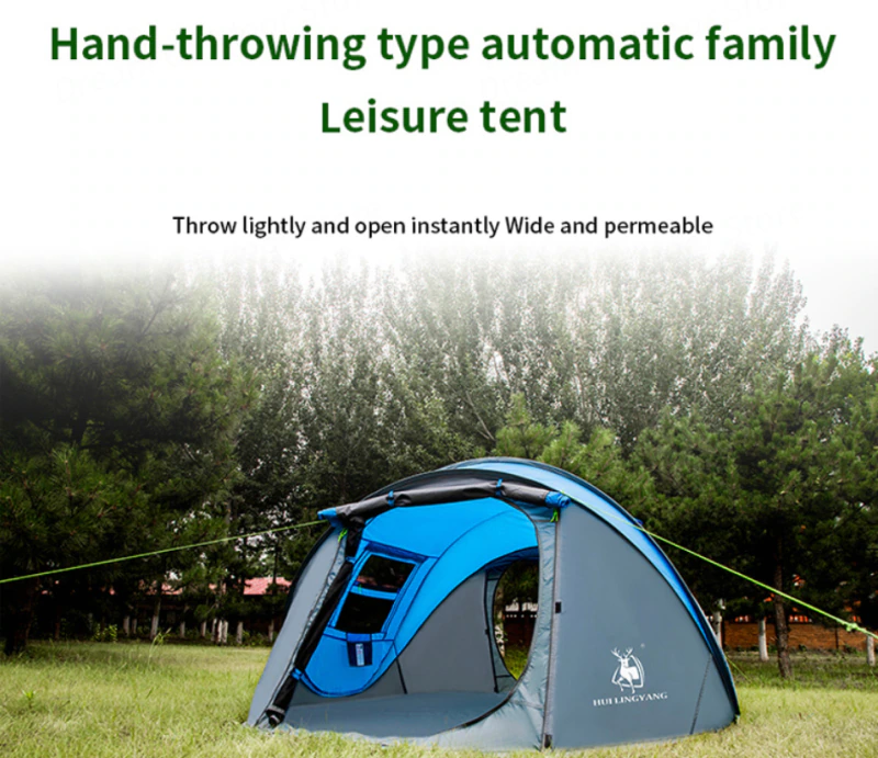 Cheap Goat Tents Huilingyang Throw Tent Outdoor Automatic Tents Throwing Pop Up Waterproof Camping Hiking Tent Waterproof Large Family Tents
