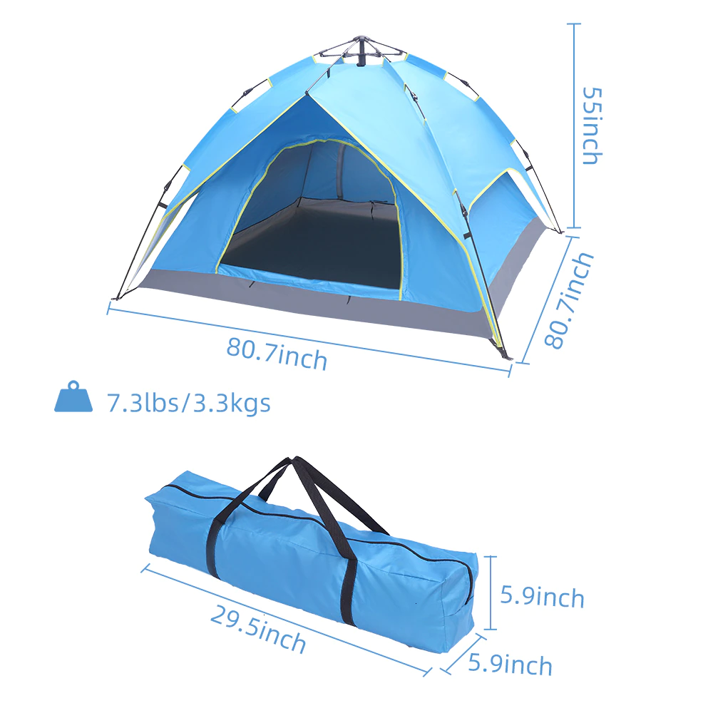 Cheap Goat Tents Hydraulic Automatic Camping Tent Double Layer Instant Setup Outdoor Family Tent Portable Backpacking Tent For Hiking 3