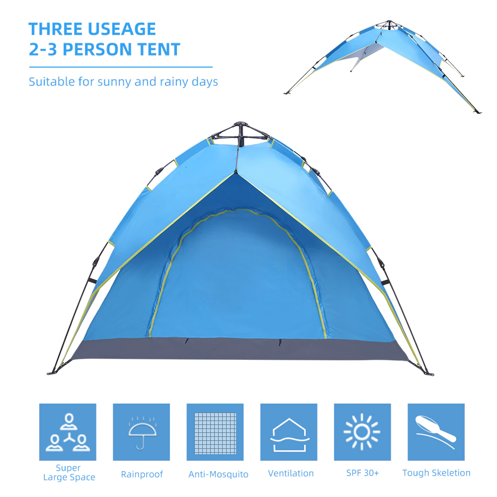 Cheap Goat Tents Hydraulic Automatic Camping Tent Double Layer Instant Setup Outdoor Family Tent Portable Backpacking Tent For Hiking 3