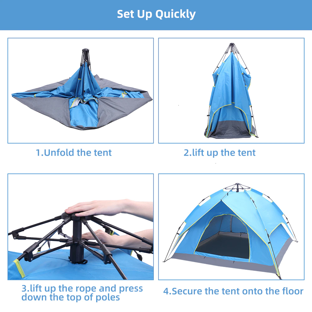 Cheap Goat Tents Hydraulic Automatic Camping Tent Double Layer Instant Setup Outdoor Family Tent Portable Backpacking Tent For Hiking 3