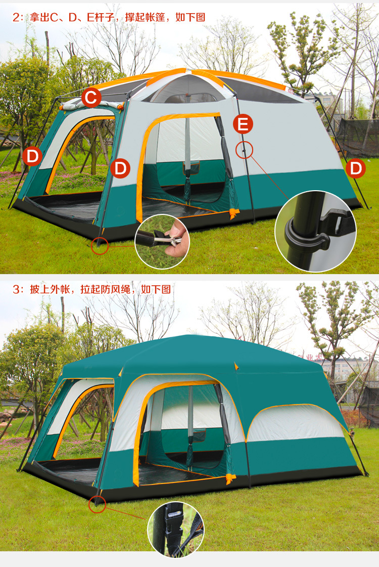 Cheap Goat Tents L Size Ultralarge 6 10 12 Double Layers Outdoor 2living Rooms And 1hall Family Camping Tourist Tent In Top Quality Large Space