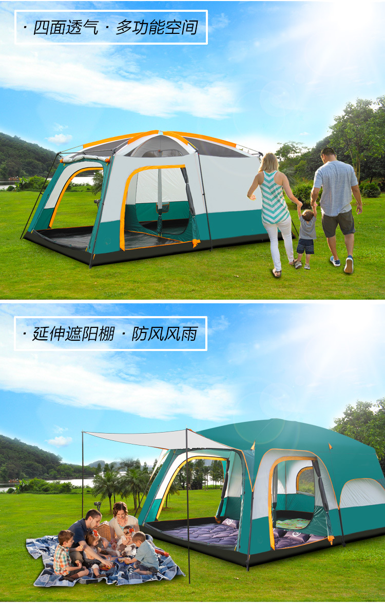 Cheap Goat Tents L Size Ultralarge 6 10 12 Double Layers Outdoor 2living Rooms And 1hall Family Camping Tourist Tent In Top Quality Large Space