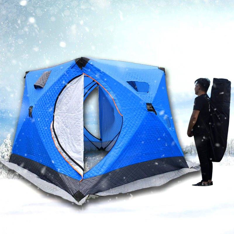 Cheap Goat Tents Large Space Thickened Three Layers Winter Tent Cotton Keeping Warm Ice Fishing Tent 240*240*190cm Windproof Camping Fishing Tent