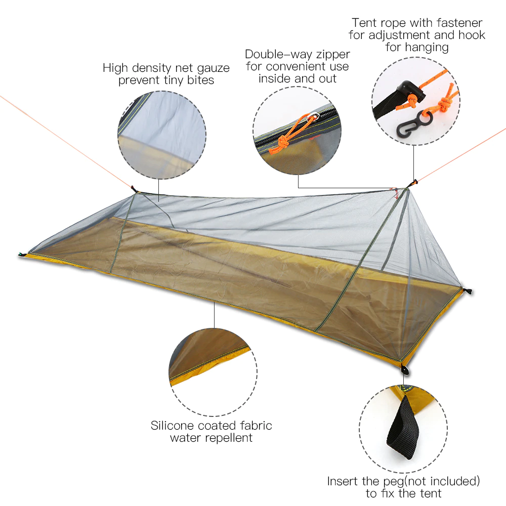 Cheap Goat Tents Lixada Summer 1 Single Person Tent Outdoor Camping Tent Ultralight Mesh Tent Mosquito Insect Bugs Shelter Bug Repellent Net