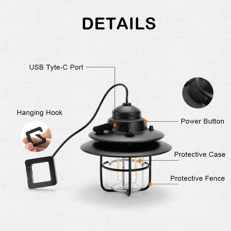 Cheap Goat Tents Mini Retro Camping Lantern Usb Rechargeable Haning Hook Night Light Battery Powered Tent Table Light For Outdoor Emergency