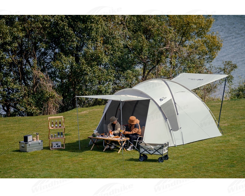Cheap Goat Tents Mobi Garden Camping Tent 4persons Large Space 1.8m Lobby Double Door Outdoor Portable Waterproof Oxford Cloth Hiking Family Tent