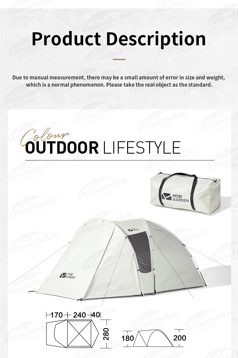 Cheap Goat Tents Mobi Garden Camping Tent 4persons Large Space 1.8m Lobby Double Door Outdoor Portable Waterproof Oxford Cloth Hiking Family Tent