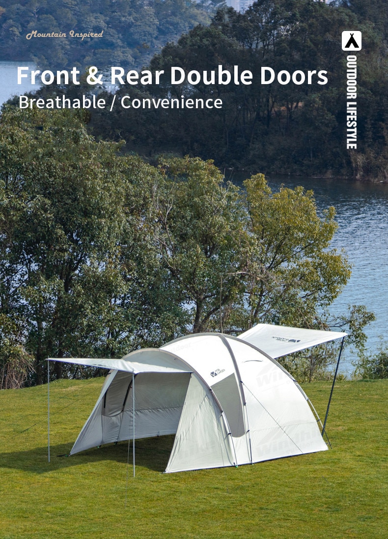 Cheap Goat Tents Mobi Garden Camping Tent 4persons Large Space 1.8m Lobby Double Door Outdoor Portable Waterproof Oxford Cloth Hiking Family Tent