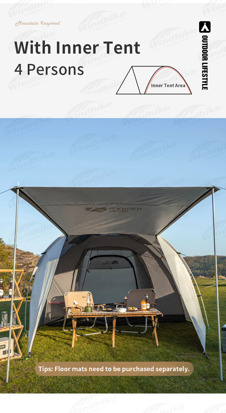 Cheap Goat Tents Mobi Garden Camping Tent 4persons Large Space 1.8m Lobby Double Door Outdoor Portable Waterproof Oxford Cloth Hiking Family Tent