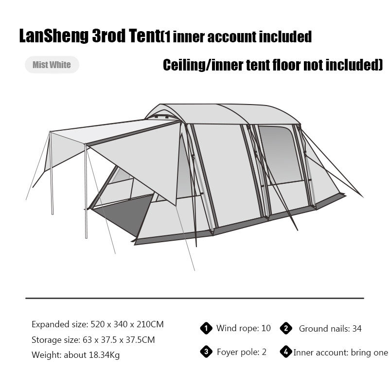 Cheap Goat Tents Mobi Garden Tent Camping Outdoor Camping Equipment Windproof And Rainproof Two Rooms One Hall Large Space Tunnel Tent Lansheng