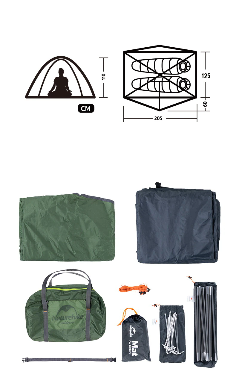 Cheap Goat Tents  2 People Ultralight 20d Camping Tent Outdoor Cycling Trekking Hiking Backpacking Tents Waterproof Pu4000 Green Orange