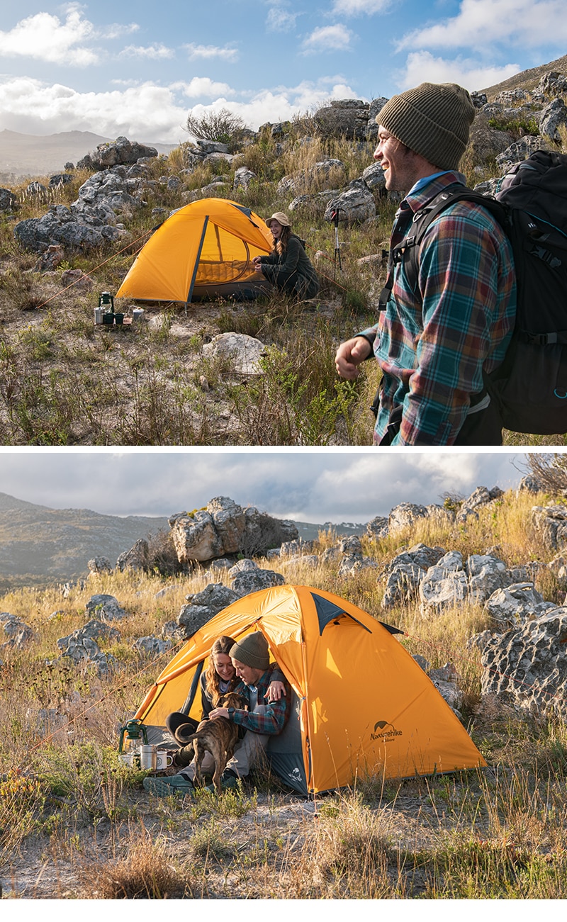Cheap Goat Tents  2 People Ultralight 20d Camping Tent Outdoor Cycling Trekking Hiking Backpacking Tents Waterproof Pu4000 Green Orange