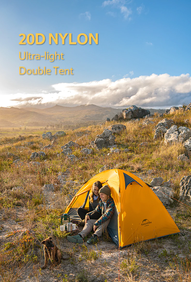 Cheap Goat Tents  2 People Ultralight 20d Camping Tent Outdoor Cycling Trekking Hiking Backpacking Tents Waterproof Pu4000 Green Orange