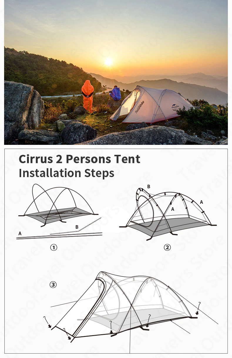 Cheap Goat Tents  Cirrus Fok Camping Tent 2 Persons Outdoor 20d Silicone Nylon Ultralight Large Space Camping Hiking Tent With Free Mat