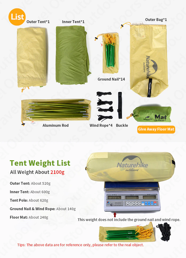 Cheap Goat Tents  Cirrus Fok Camping Tent 2 Persons Outdoor 20d Silicone Nylon Ultralight Large Space Camping Hiking Tent With Free Mat
