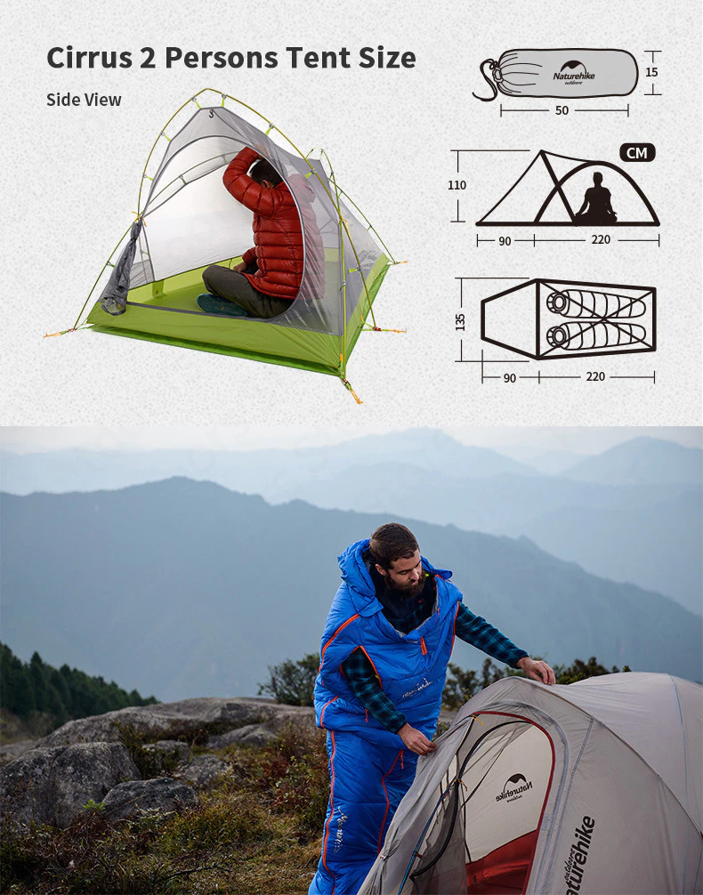 Cheap Goat Tents  Cirrus Fok Camping Tent 2 Persons Outdoor 20d Silicone Nylon Ultralight Large Space Camping Hiking Tent With Free Mat