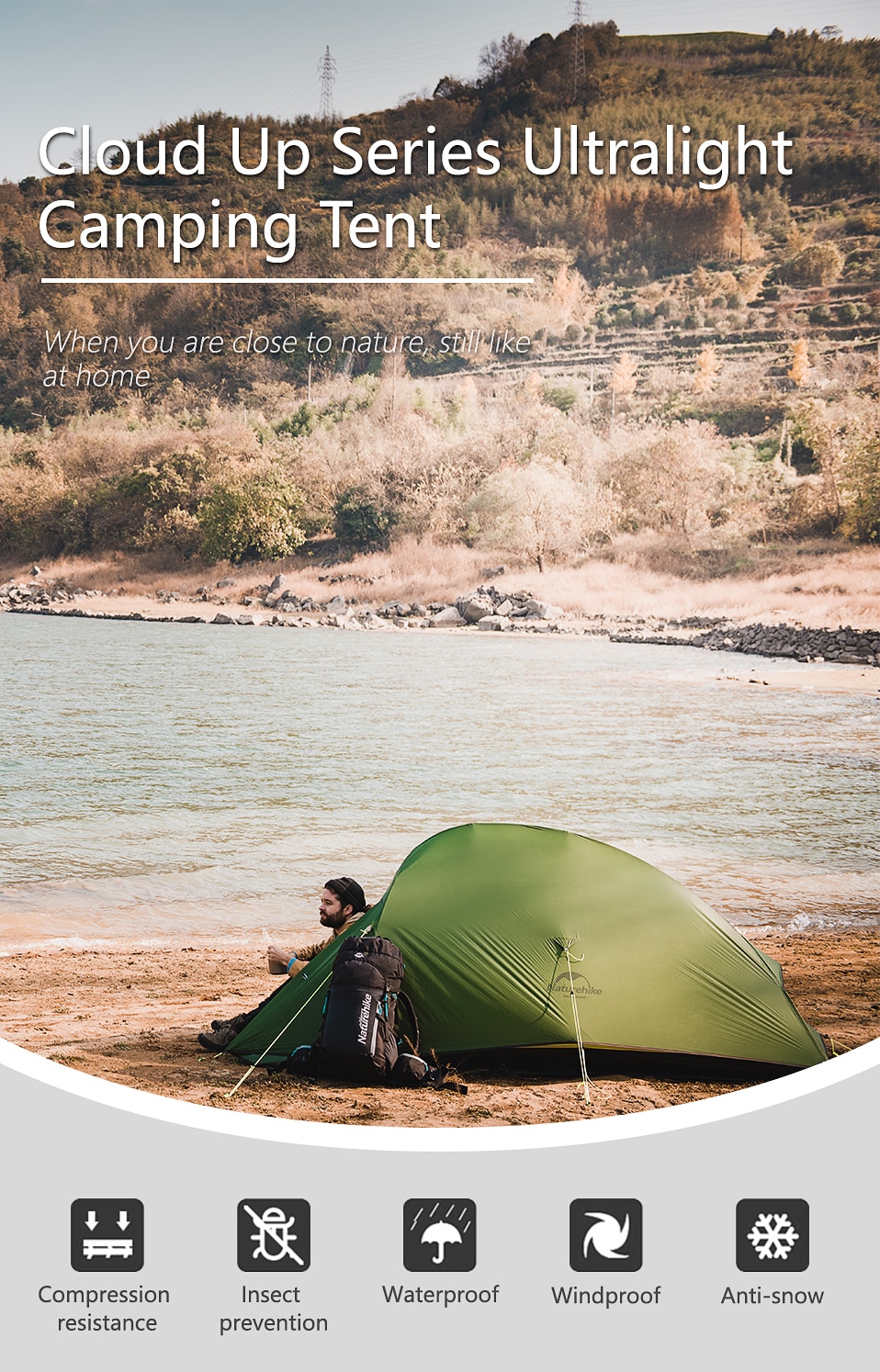 Cheap Goat Tents  Cloud Up Serie 123 Upgraded Camping Tent Waterproof Outdoor Hiking Tent 20d 210t Nylon Backpacking Tent With Free Mat
