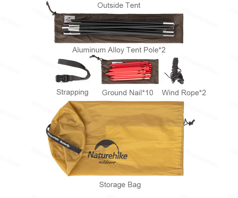 Cheap Goat Tents  Cross Bracket Butterfly 2 Person Tent Camping 2 Hall 210t Waterproof Sunscreen 2.7kg Beach Forest Hiking Tent