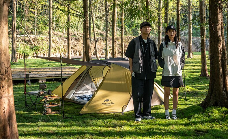Cheap Goat Tents  Cross Bracket Butterfly 2 Person Tent Camping 2 Hall 210t Waterproof Sunscreen 2.7kg Beach Forest Hiking Tent
