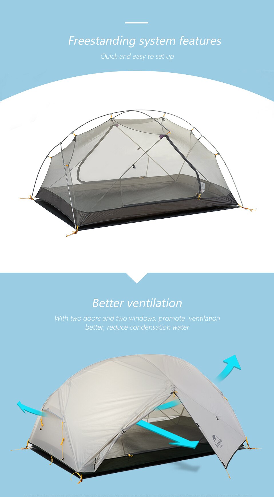 Cheap Goat Tents  Mongar 2 Camping Tent 3 Seasons 20d Nylon Double Layer Tent For 2 Persons