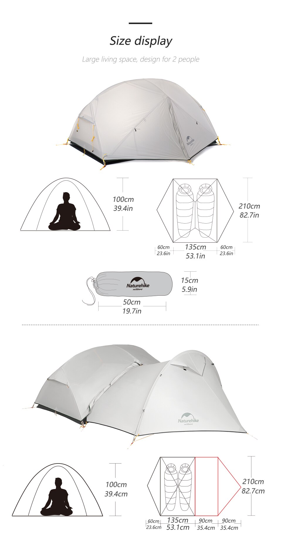 Cheap Goat Tents  Mongar 2 Camping Tent 3 Seasons 20d Nylon Double Layer Tent For 2 Persons