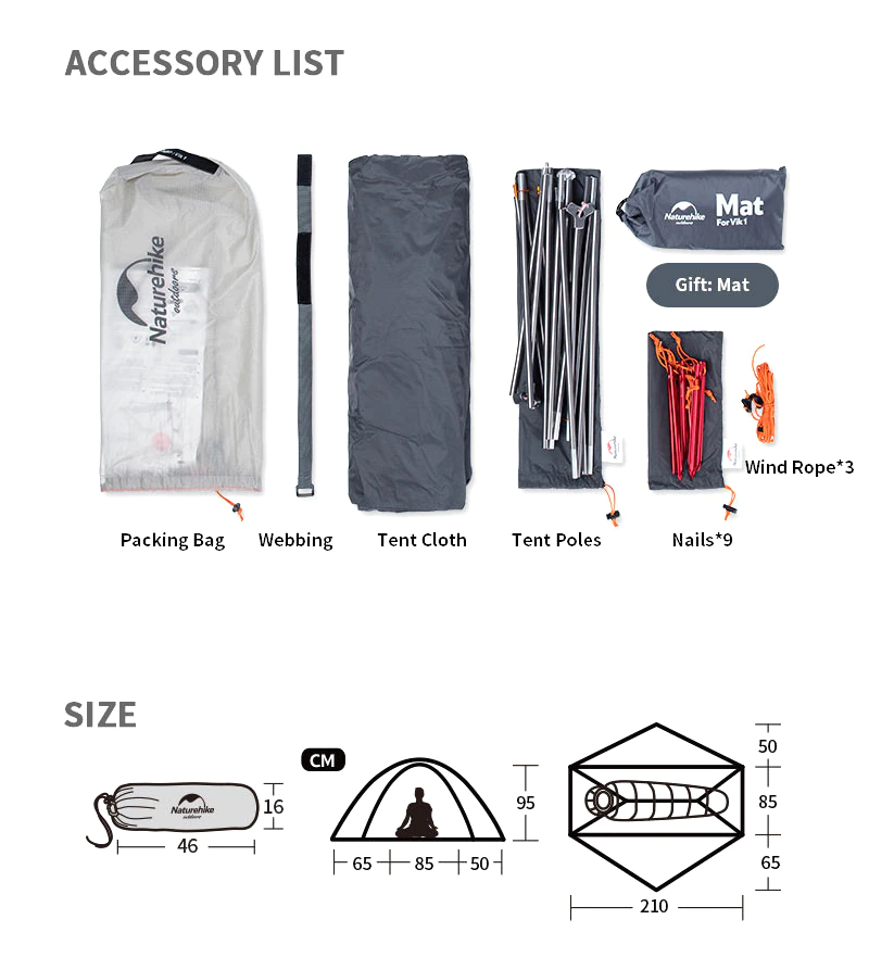 Cheap Goat Tents  New Vik Series 1 Person 2 Person Tent Ultralight Camping Tent Breathable 15d Nylon Aluminum Tent Pole Give Floor Mats
