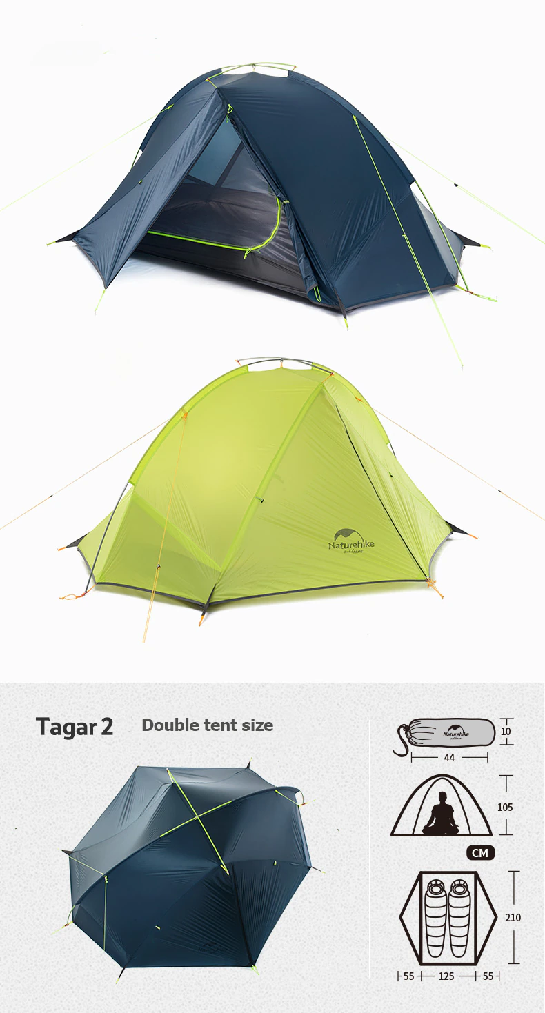 Cheap Goat Tents  Tagar Tent 2 Person Outdoor Camping Travel Tent Ultra Light Waterproof Cycling Tent Hiking Free Footprint Travel Tent
